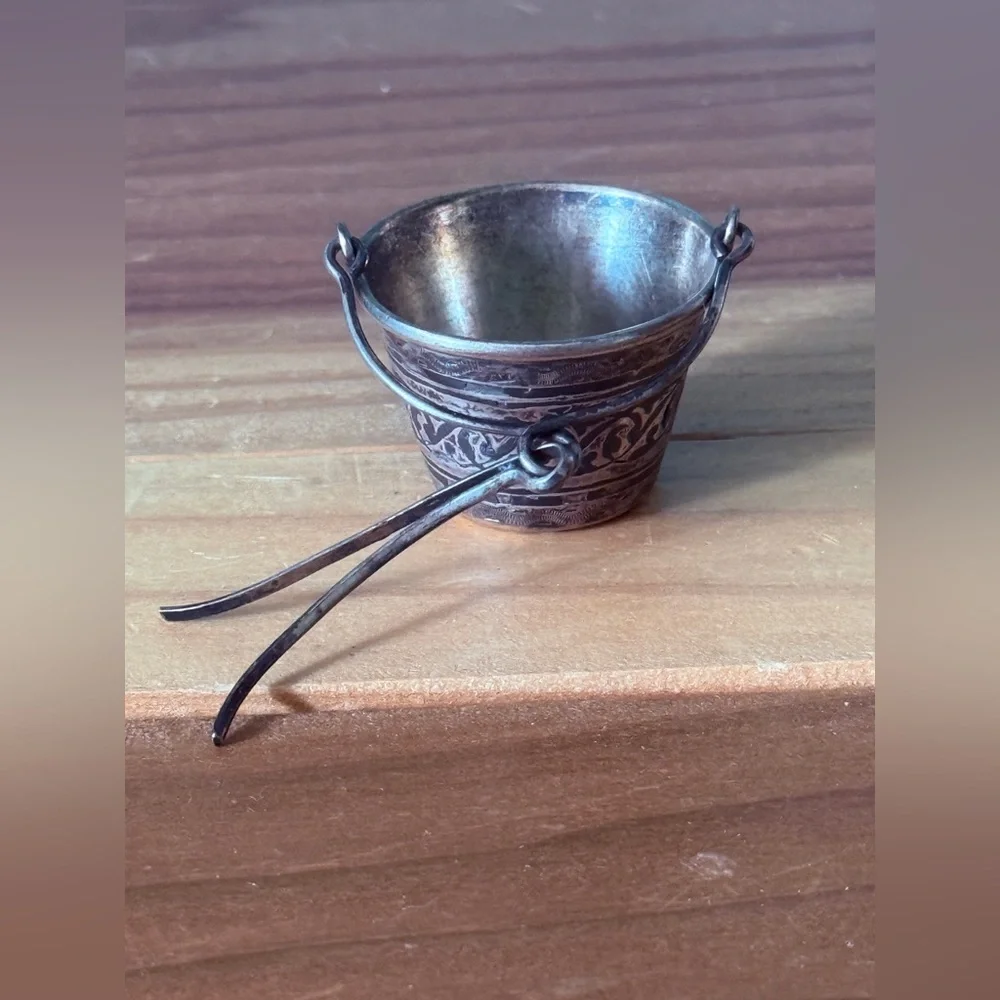 Silver Tea Spout Strainer Bucket, 875 Silver Hallmark, Soviet Era